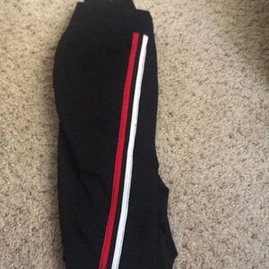 Stretch pants red and white design